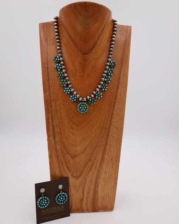 NANCY ROSE PETTI POINT TURQUOISE NECKLACE AND EARRING SET