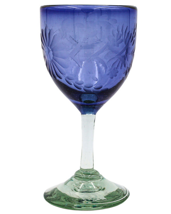 ROSE ANN HALL CONDESSA WINE GLASS- DARK BLUE