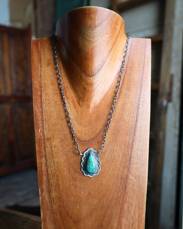 Turquoise Teardrop Framed Necklace 