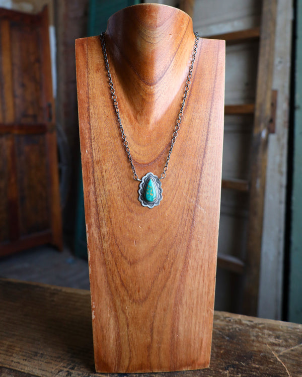 Turquoise Teardrop Framed Necklace 