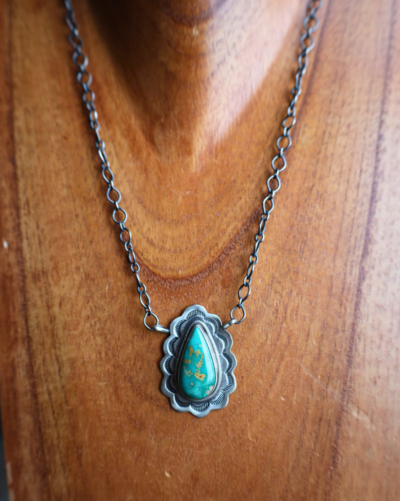 Turquoise Teardrop Framed Necklace 