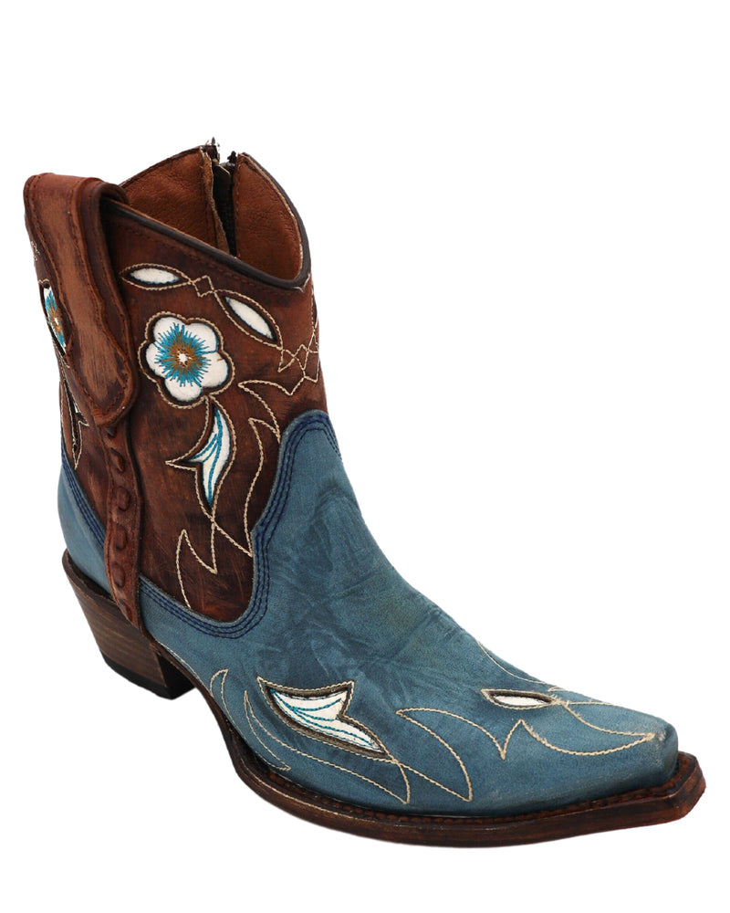 CIRCLE G BY CORRAL WOMEN'S BLUE AND BROWN FLORAL INLAY BOOT