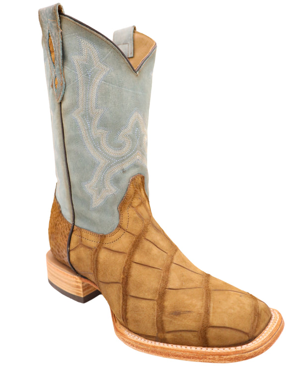 CORRAL MEN'S GATOR SQUARE TOE SADDLE AND BLUE BOOT