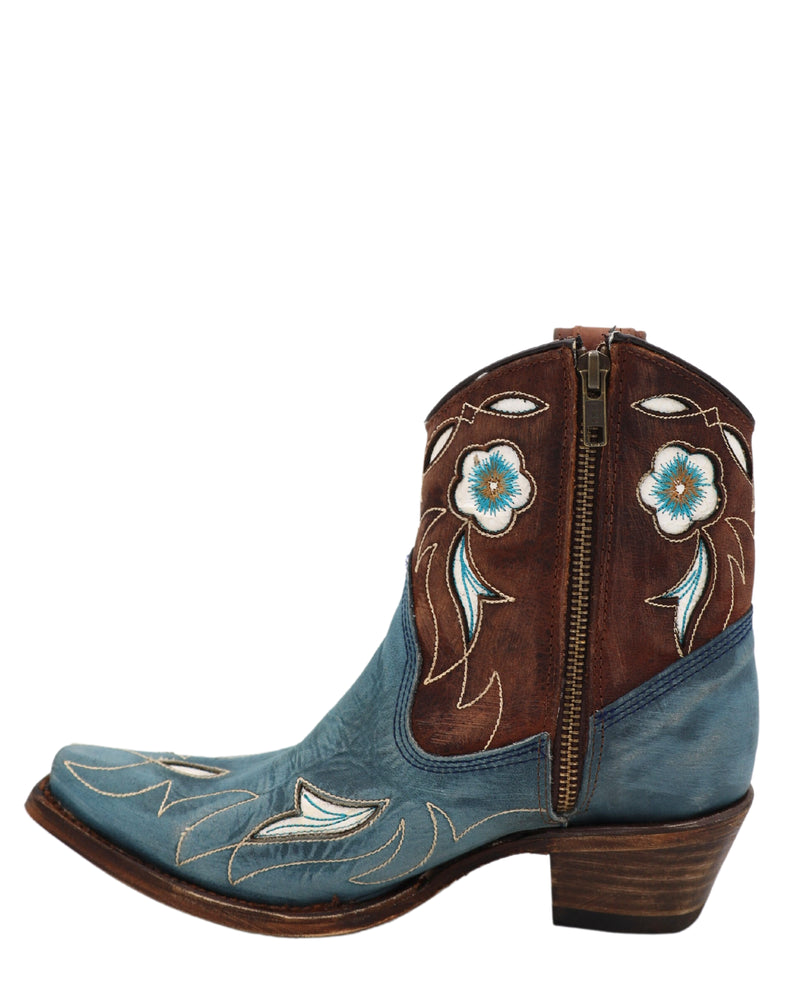 CIRCLE G BY CORRAL WOMEN'S BLUE AND BROWN FLORAL INLAY BOOT