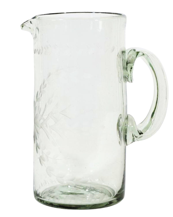 Rose Ann Hall Clear Etched Tall Pitcher