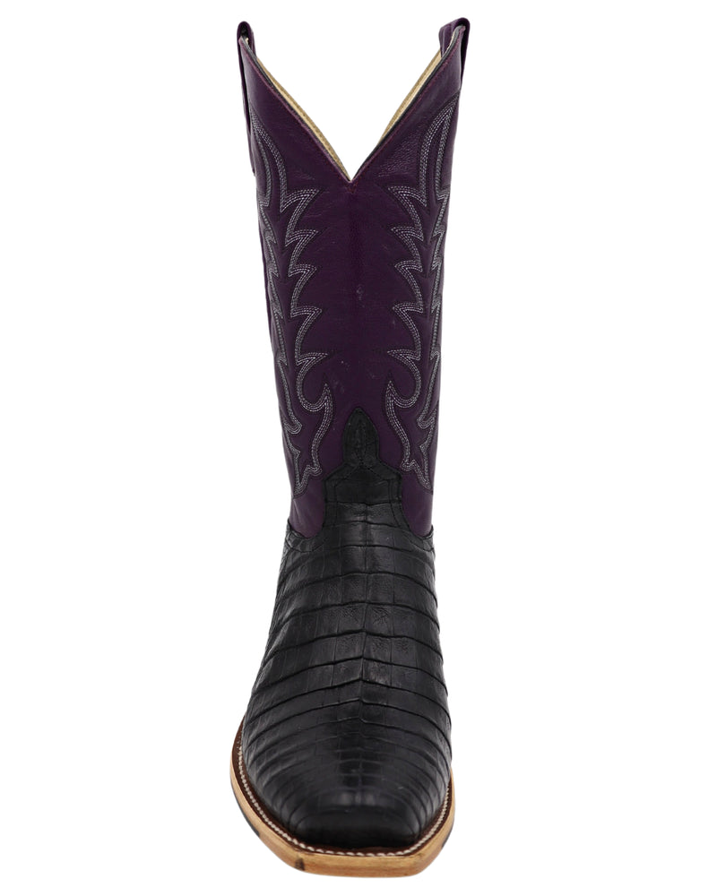 HORSE POWER MEN'S CAIMAN BELLY BLACK AND PURPLE BOOT
