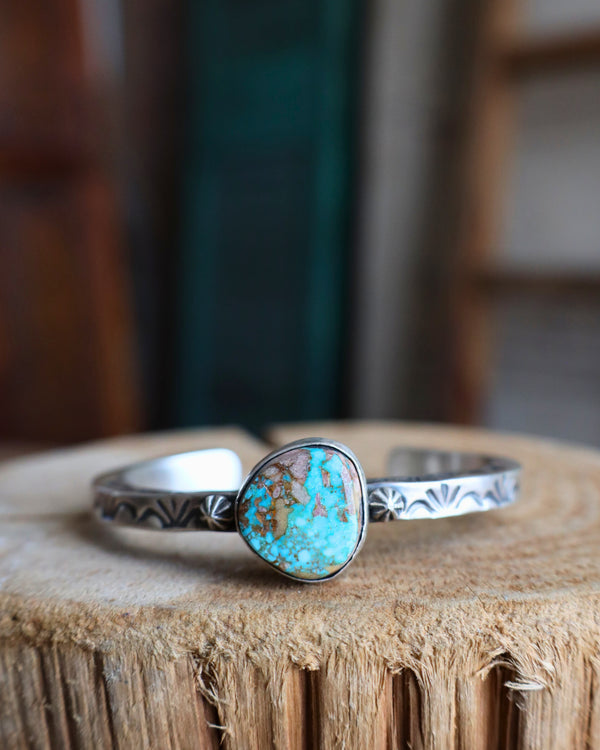 Blue and Brown Turquoise Thick Band Cuff