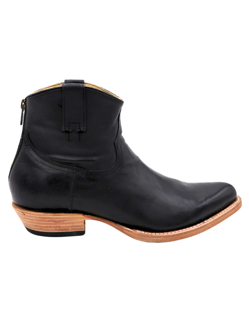 5.5" Cowgirl bootie with black leather and zipper at the back