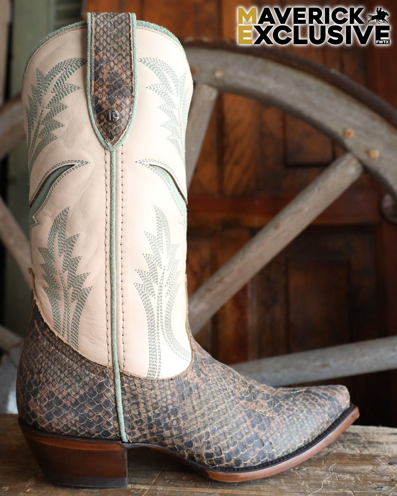 Maverick Exclusive Liberty Black 15th Birthday Steer Inlay Snake Print Boot