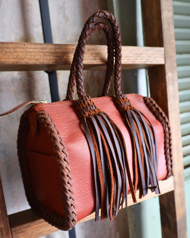 LEATHER AND VODKA EPI SPEEDY 25 ORANGE WITH CHOCOLATE BRAID HANDBAG