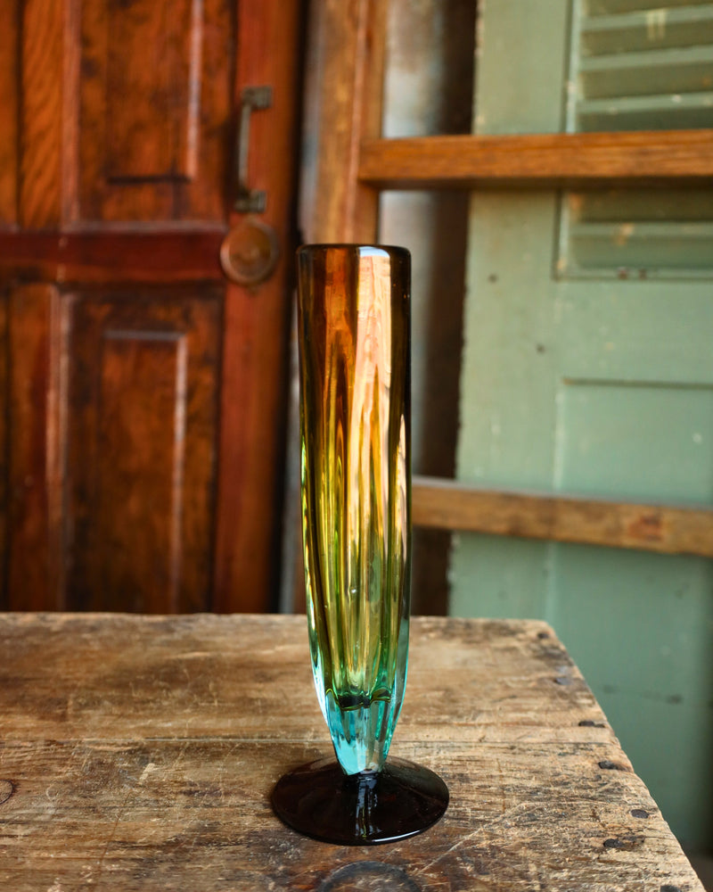 Blue and Amber Recycled Champagne Glass