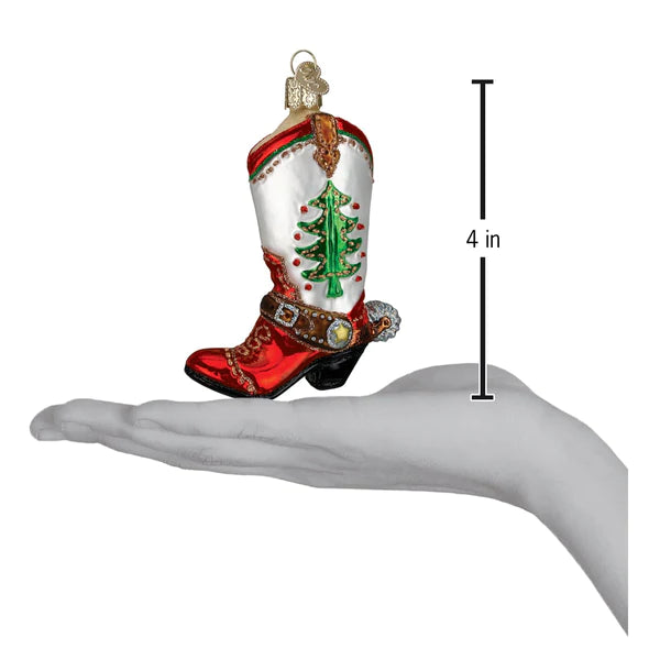 CHRISTMAS COWBOY BOOT ORNAMENT