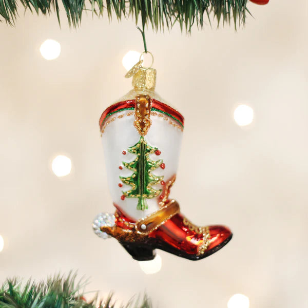 CHRISTMAS COWBOY BOOT ORNAMENT