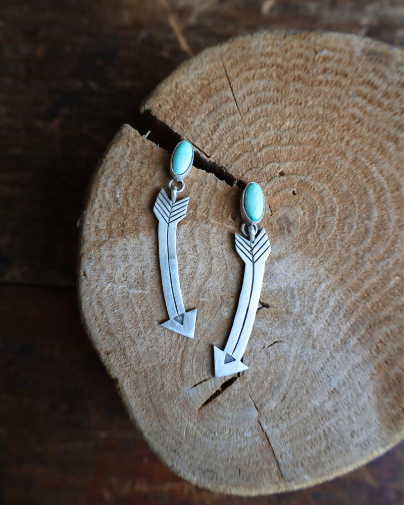 Curved Arrow Turquoise Oval Earring