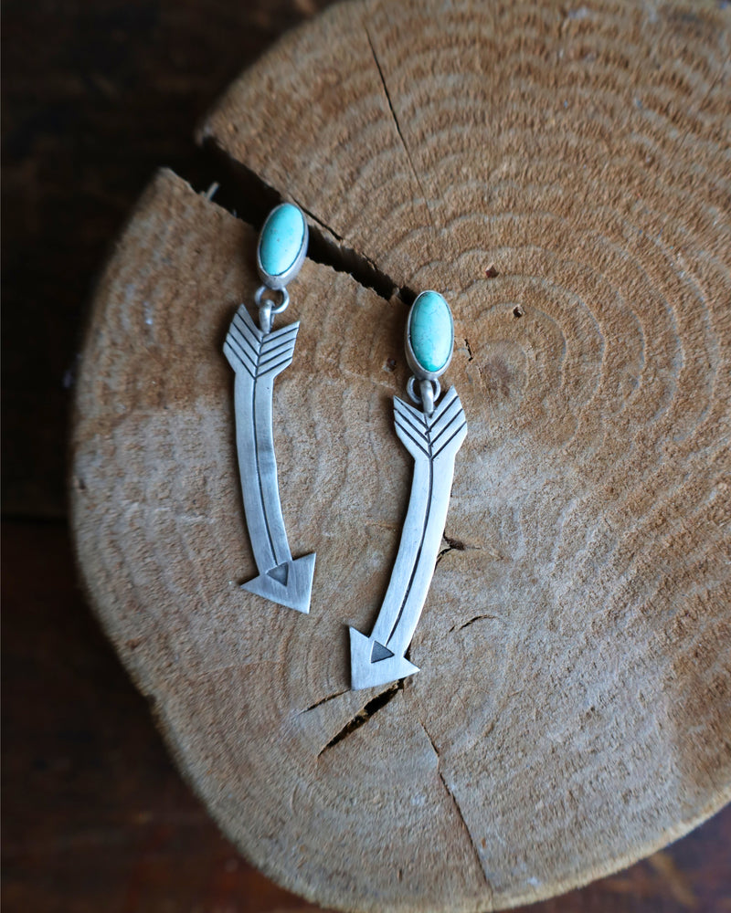 Curved Arrow Turquoise Oval Earring