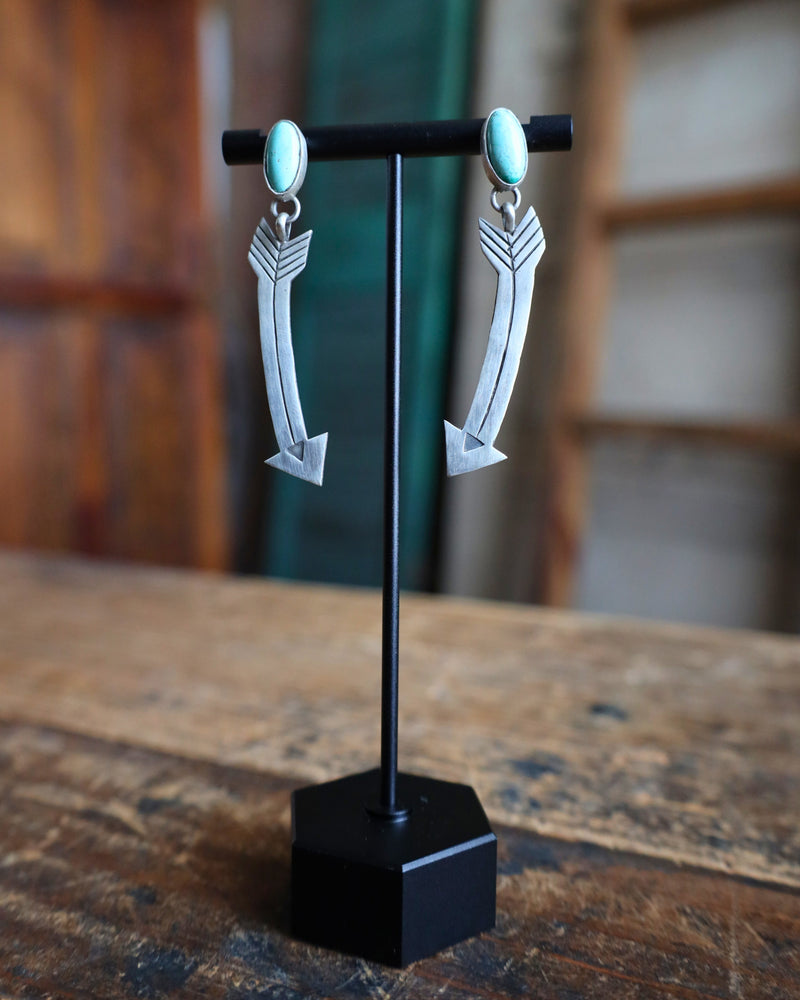 Curved Arrow Turquoise Oval Earring