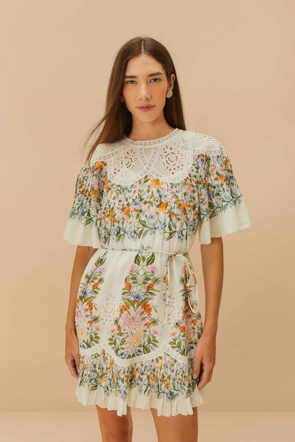 Farm Rio off-white sweet bloom bouquet mini dress