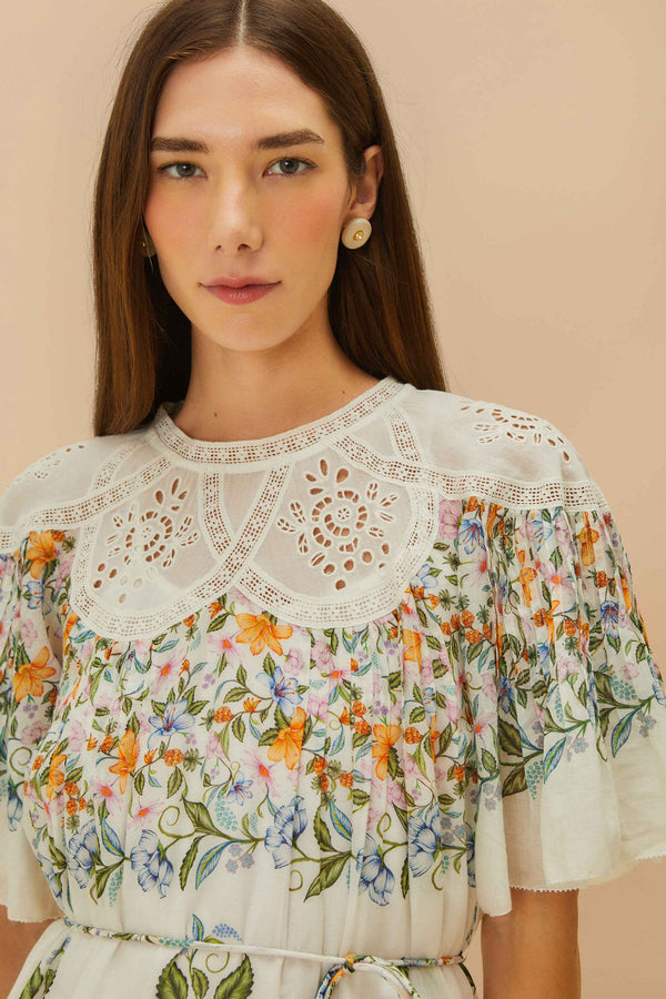 Farm Rio off-white sweet bloom bouquet mini dress