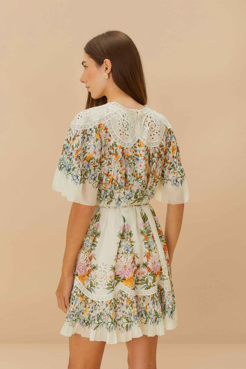 Farm Rio off-white sweet bloom bouquet mini dress