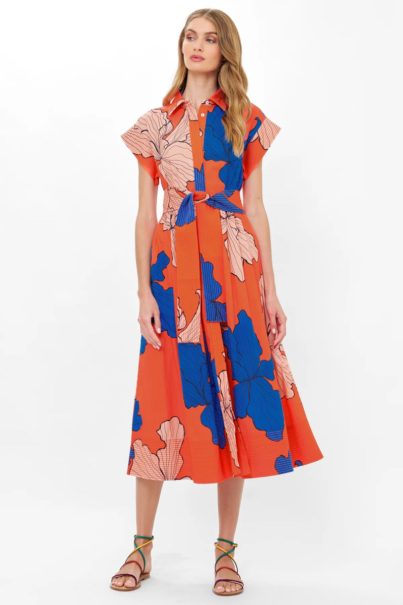 oliphant red dress OLIPHANT Belted Shirt Dress- BORA BORA RED BORA BORA RED / L