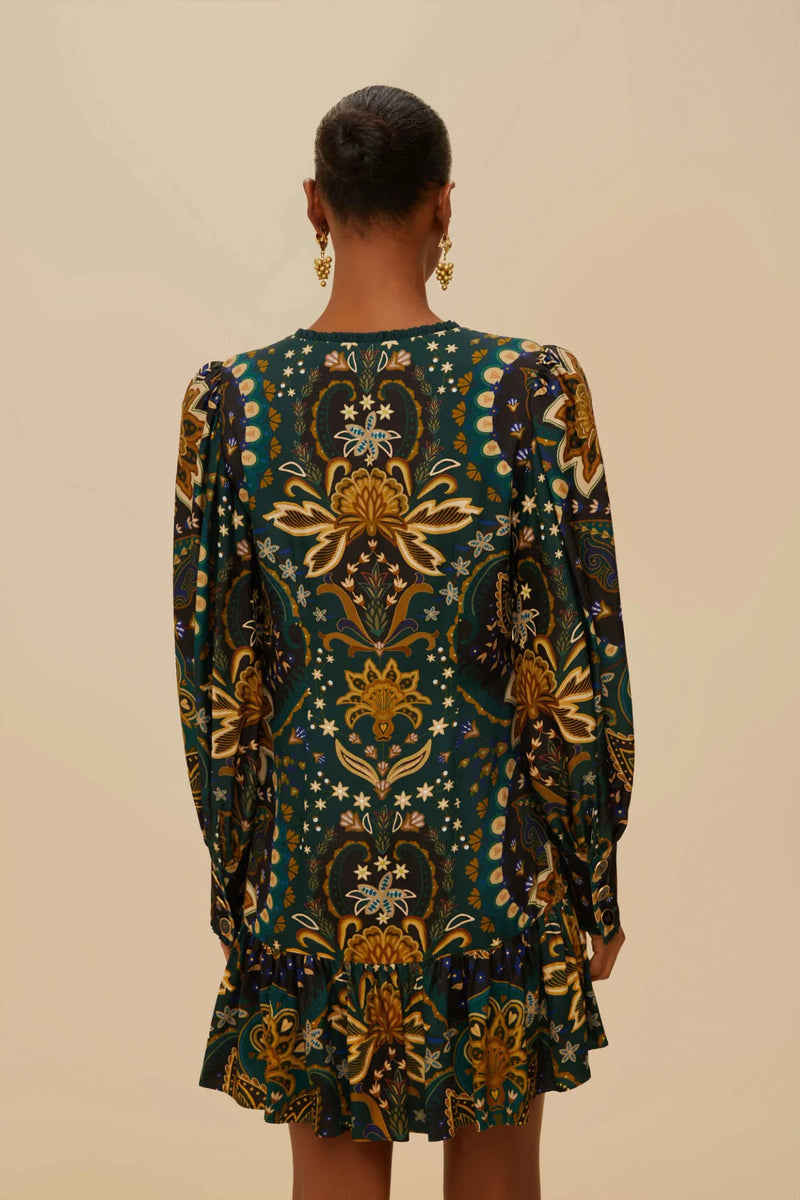 Farm Rio Jaipur Black Mini Dress