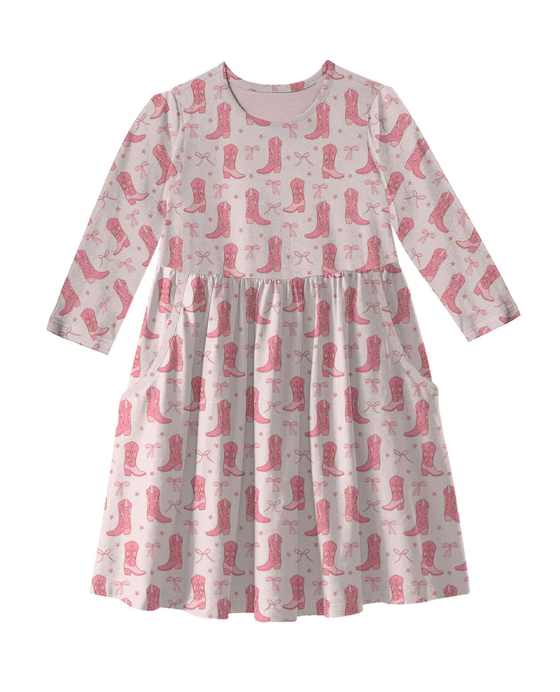 Goosie 3/4 Sleeve Pocket Dress - Boots & Bows