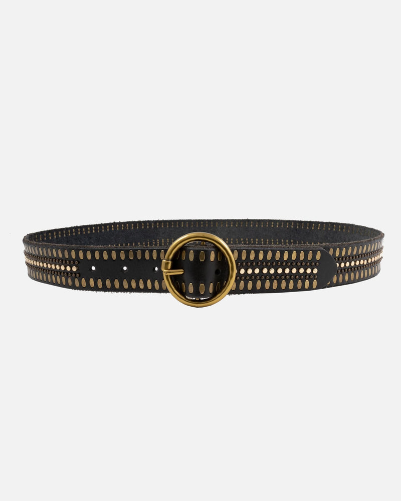 Amsterdam Heritage Soraya | Studded Leather Belt with Gold Round Buckle