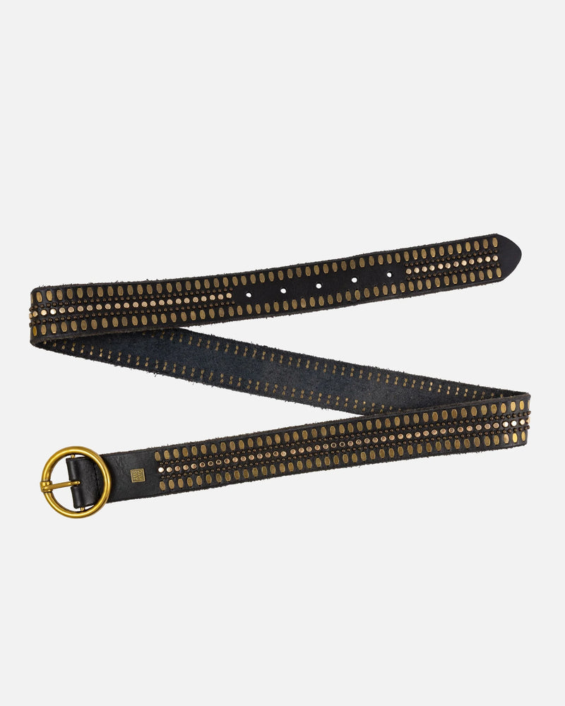 Amsterdam Heritage Soraya | Studded Leather Belt with Gold Round Buckle