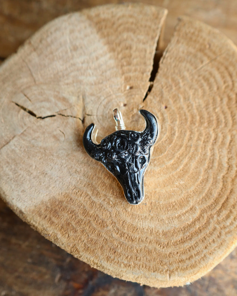 COREEN CORDOVA BLACK BUFFALO SKULL PENDANT