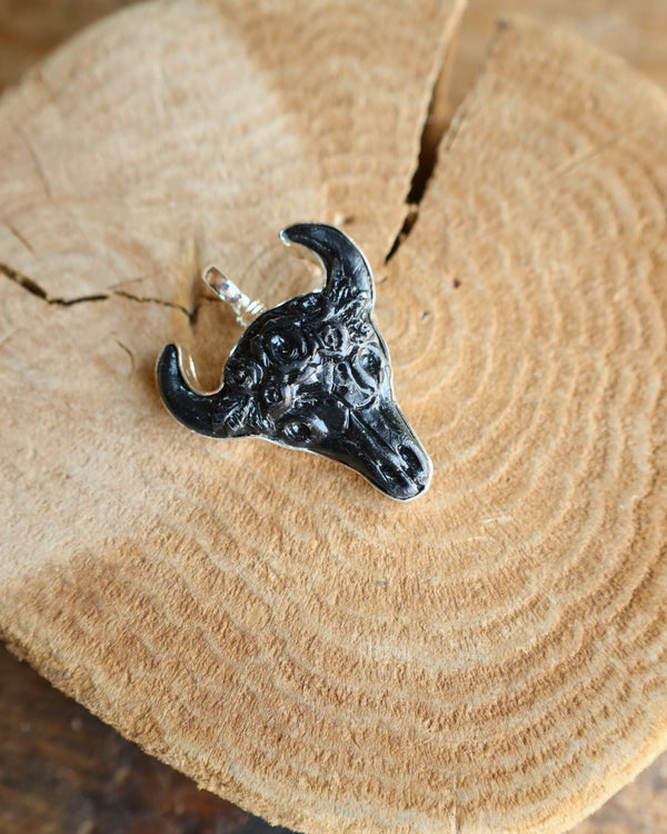 COREEN CORDOVA BLACK BUFFALO SKULL PENDANT