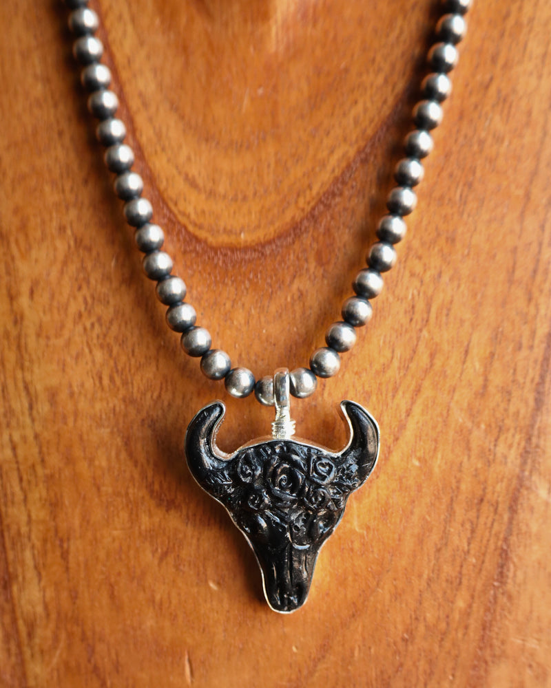 COREEN CORDOVA BLACK BUFFALO SKULL PENDANT