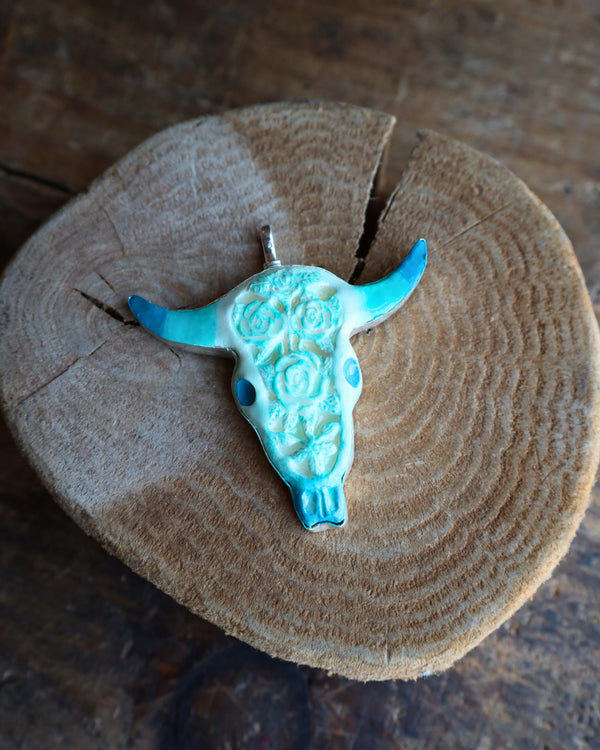 Coreen Cordova Turquoise Skull Pendant 