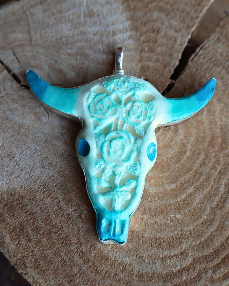 Coreen Cordova Turquoise Skull Pendant 