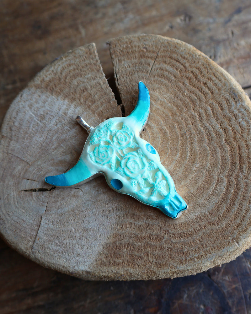 Coreen Cordova Turquoise Skull Pendant 