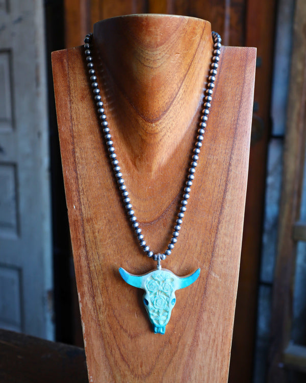 Coreen Cordova Turquoise Skull Pendant 