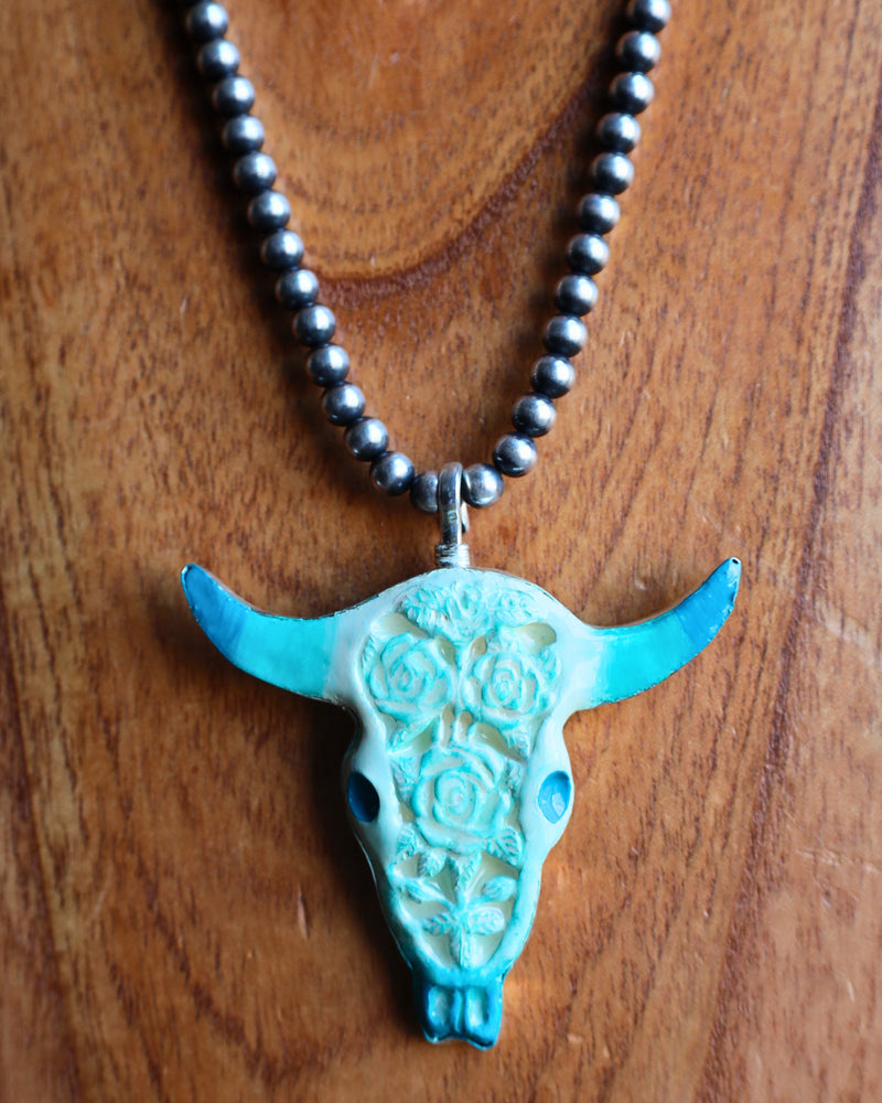 Coreen Cordova Turquoise Skull Pendant 