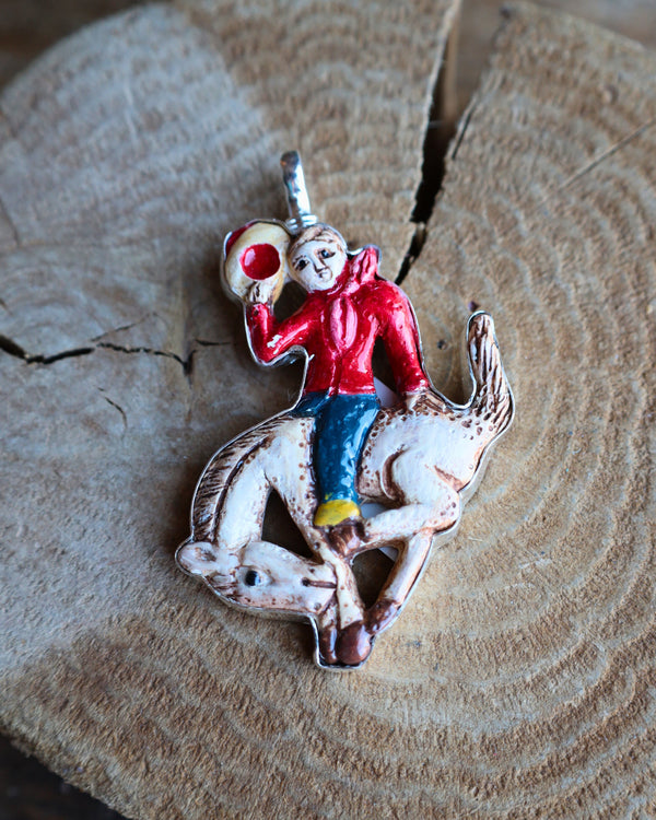 Coreen Cordova Buckaroo Cowboy Red Shirt Pendant 