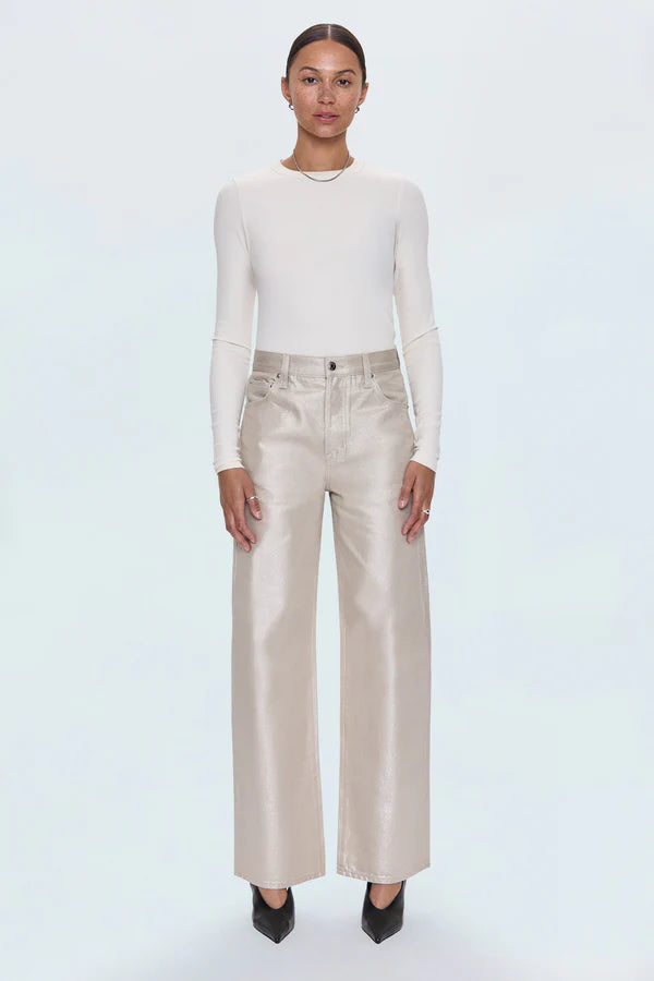 Pistola Tate High Rise Bowed Wide Leg Jean - Champagne Luster