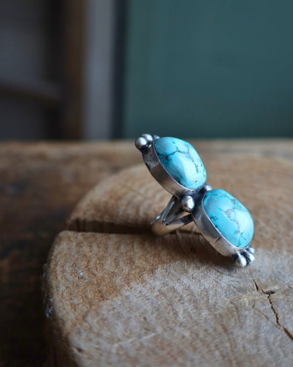 Double Turquoise Ring- Size 6.5