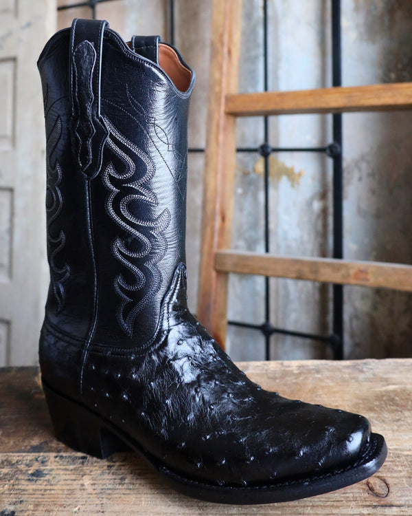 BLACK JACK FULL QUILL OSTRICH BLACK BOOT