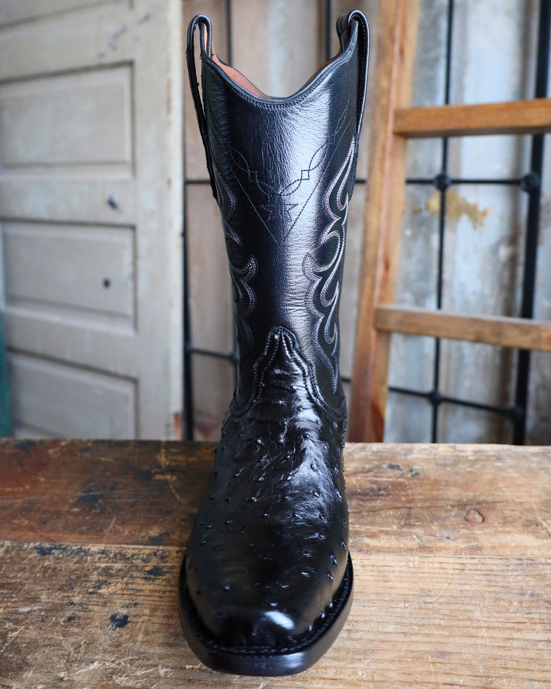 BLACK JACK FULL QUILL OSTRICH BLACK BOOT