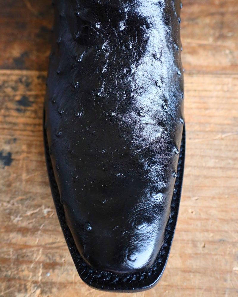 BLACK JACK FULL QUILL OSTRICH BLACK BOOT