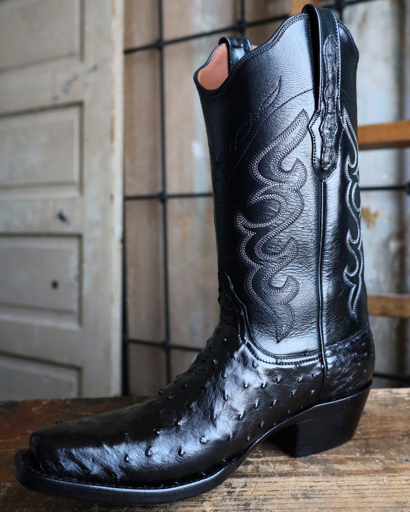 BLACK JACK FULL QUILL OSTRICH BLACK BOOT