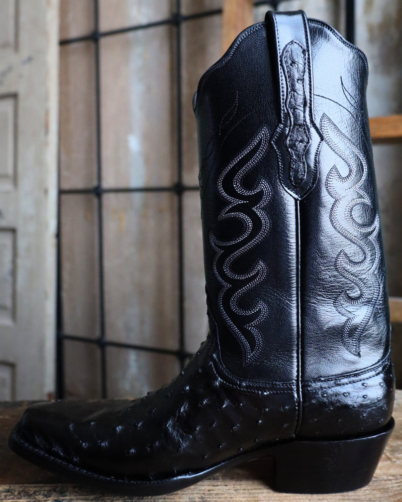 BLACK JACK FULL QUILL OSTRICH BLACK BOOT