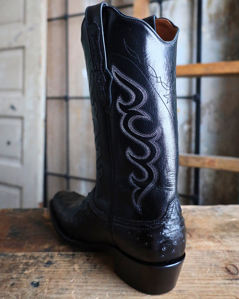 BLACK JACK FULL QUILL OSTRICH BLACK BOOT