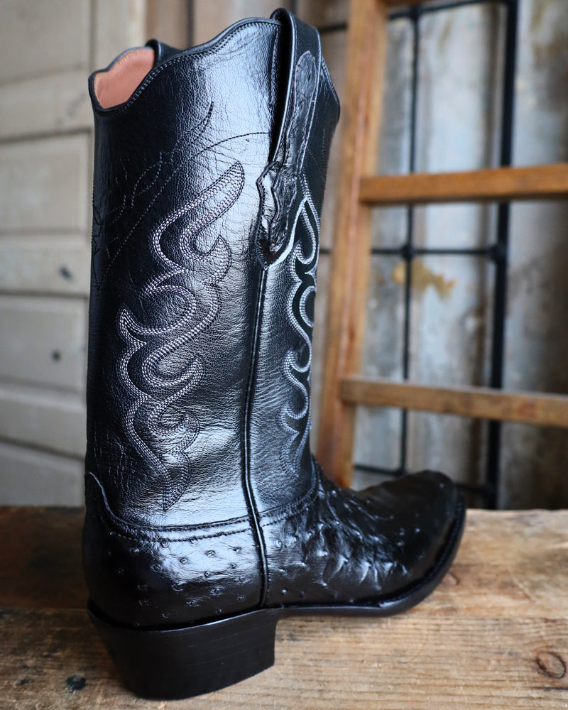 BLACK JACK FULL QUILL OSTRICH BLACK BOOT