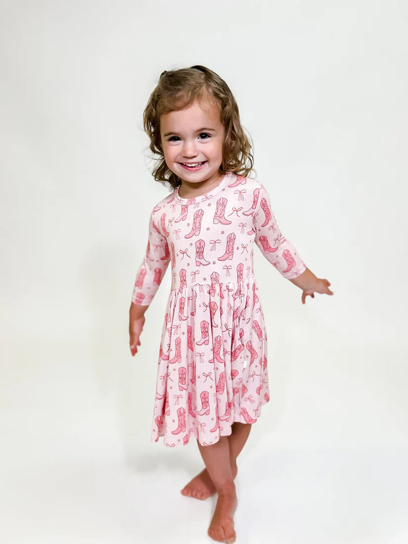 Goosie 3/4 Sleeve Pocket Dress - Boots & Bows