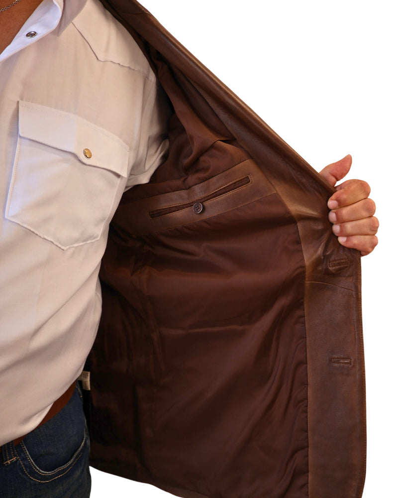 MAVERICK PRIVATE LABEL MEN'S LAMB WESTERN CHOCOLATE BLAZER