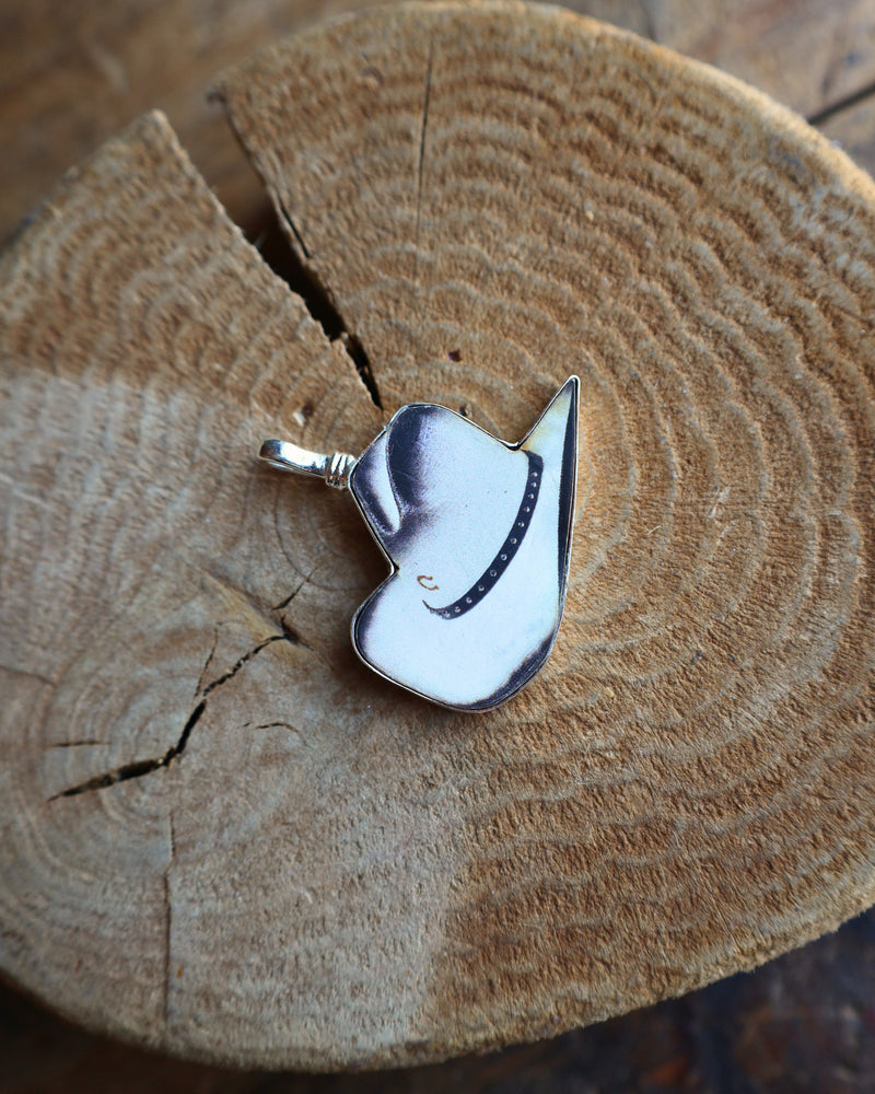 Coreen Cordova White Cowboy Hat Pendant 