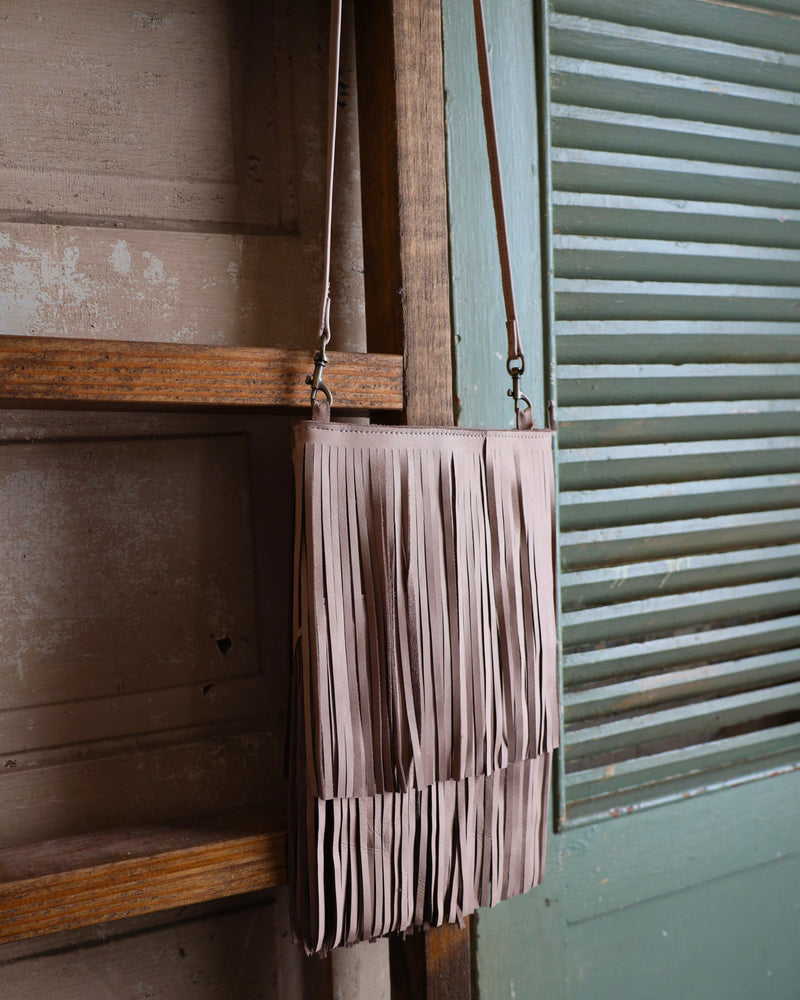 TWO BAR WEST SUNDANCE FRINGE PURSE- TAUPE